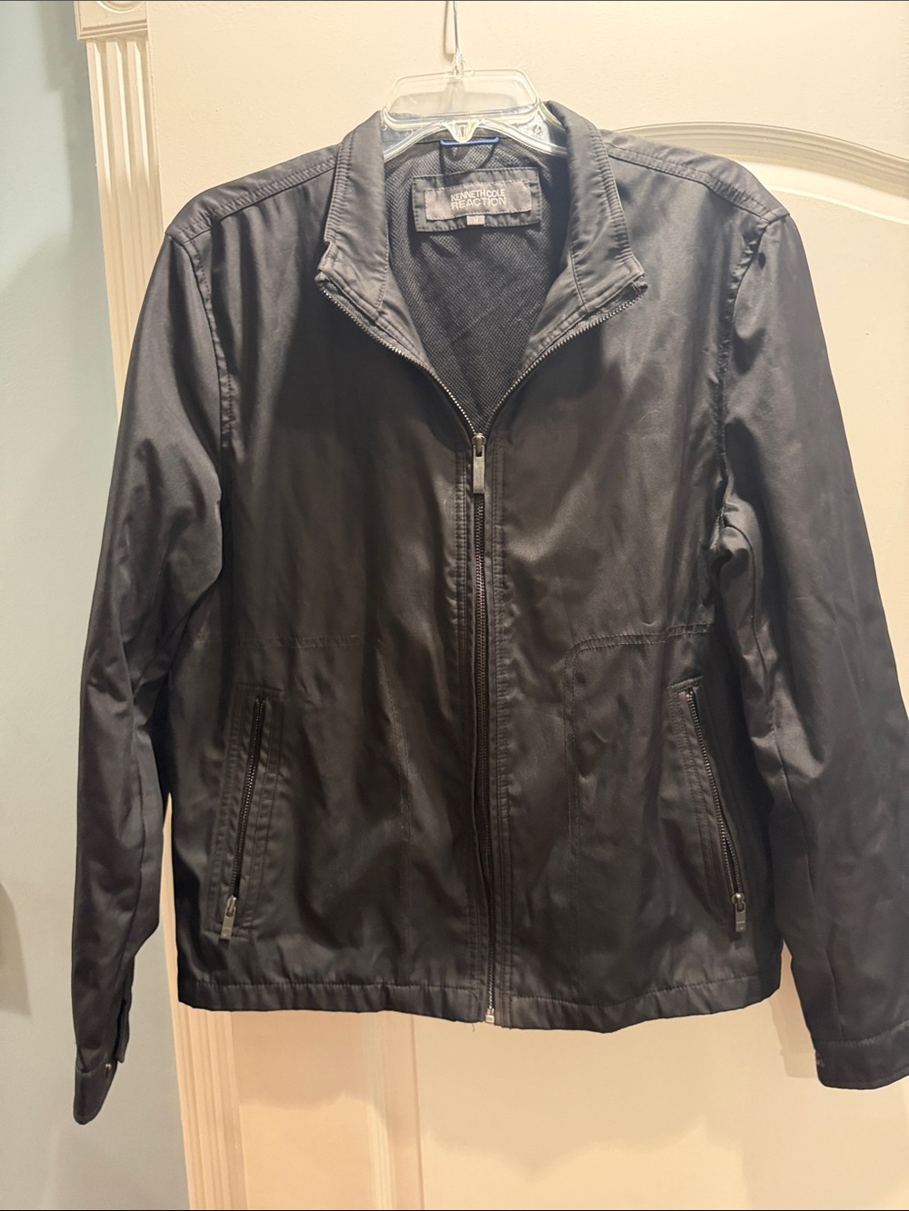 Kenneth Cole Reaction Black Men's Zip-Up Lightweight Raincoat